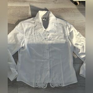 Miss Tee| White Blouse with Embroidered Details